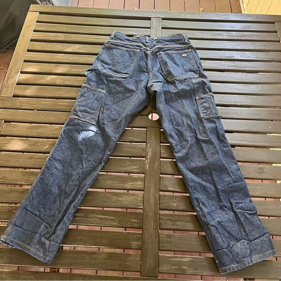 Key Raw Rigid Heavyweight Denim Double Front Logger Jeans (33 x 32) - Picture 3 of 7